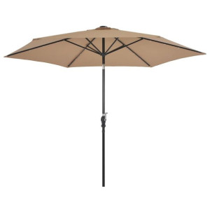 VidaXL Parasol ogrodowy z LED i stalowym słupkiem, 300 cm, kolor taupe