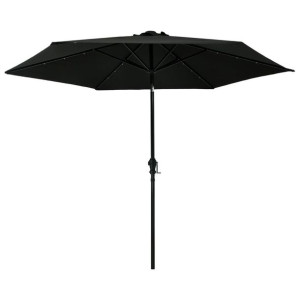 VidaXL Parasol ogrodowy z LED i stalowym słupkiem, 300 cm, czarny