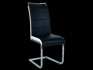 Krzesło H441 Chrom/czarny/białe Boki Ekoskóra