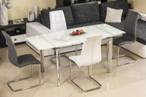 Stół Gd020 Biały/chrom 120(180)x80