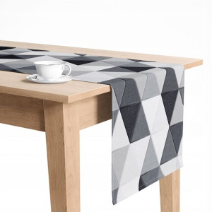 Bieżnik geometryczny trójkąty szare 40x140 oxf