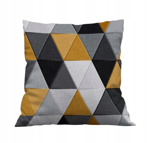 Poszewka 40x40 trójkąty musztardowe velvet