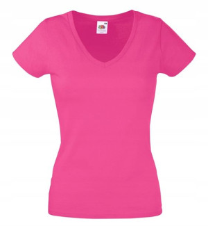 Koszulka Fruit V-neck w serek FUKSJA r M