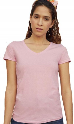 Koszulka Fruit V-neck w serek JASNY RÓŻ r S
