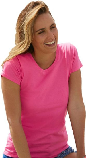 T-shirt Fruit Ringspun FUKSJA roz XS