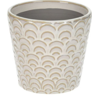Doniczka osłonka ceramiczna w kolorze białym 13,8x13,8x12,8cm