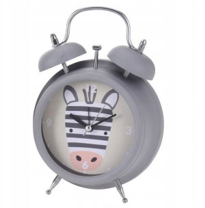 Zegar budzik dla dzieci szary Zebra 12x17cm