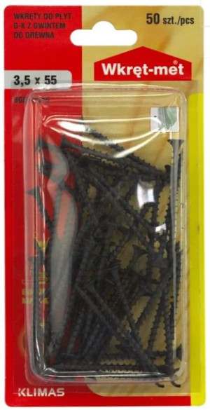 Wkręty do płyt Kartonowo-Gipsowych, do Drewna 3,5 x 55mm Blister 50szt.
