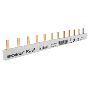 Szyna łączeniowa sztyftowa PS/SB obustronnie izolowana 1-fazowa 12P 16mm2