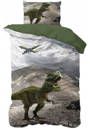 Pościel dziecięca bawełniana 140x200 2-częściowa dinozaury