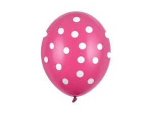 Balony różowe w białe kropki 50 sztuk SB14P-223-006W-50x