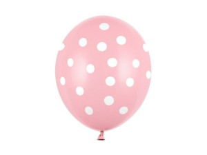 Balony j. różowe w białe kropki 30cm 50 sztuk SB14P-223-081JW-50x