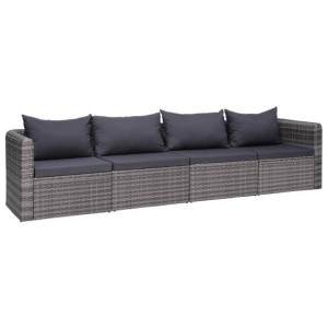 VidaXL 4-cz. zestaw mebli do ogrodu z poduszkami, rattan PE, szary