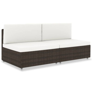 VidaXL Sofa modułowa 2-osobowa, rattan PE, brązowa