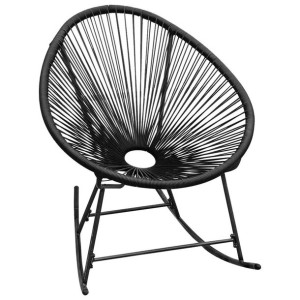 VidaXL Ogrodowy fotel bujany, czarny, rattan PE