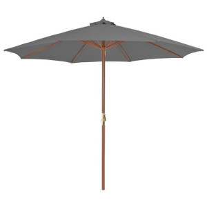VidaXL Parasol ogrodowy na drewnianym słupku, 300 cm, antracytowy