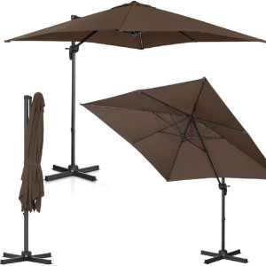 Parasol ogrodowy boczny na wysięgniku kwadratowy 250 x 250 cm brązowy