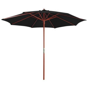 VidaXL Parasol ogrodowy na drewnianym słupku, 300x258 cm, czarny