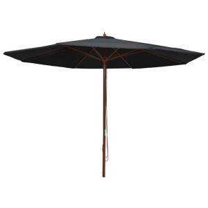 VidaXL Parasol ogrodowy na drewnianym słupku, 350 cm, czarny
