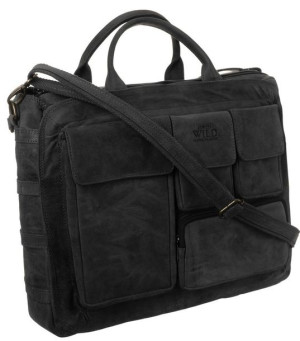 Elegancka skórzana torba na laptopa z kieszeniami — Badura
