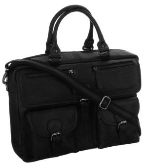 Rozbudowana torba na laptopa unisex ze skóry naturalnej — Badura