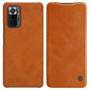 Nillkin Qin skórzana kabura etui Xiaomi Redmi Note 10 Pro brązowy