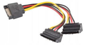 Kabel Zasilający Sata(m) Na 2xsata(f) 15cm Kątowy