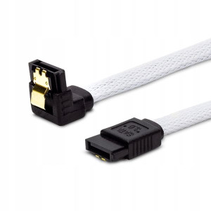 Oplot Biały Kątowy Kabel SATA III 30cm Zatrzaski