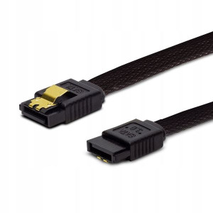 Oplot Czarny Prosty Kabel SATA III 30cm Zatrzaski
