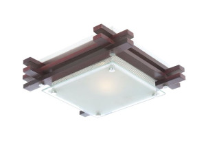 Plafon Edison 48324 drewno-szkło E27 GLOBO