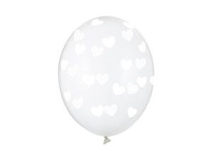 Balony w białe serduszka 30cm 50 sztuk SB14C-228-099W-50x