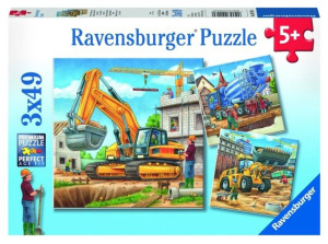 Puzzle 3x49 Duże Pojazdy Budowlane