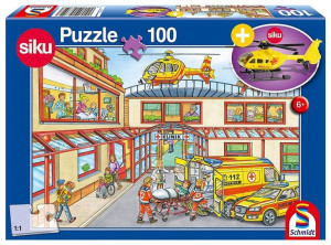 Puzzle 100 Siku Helikopter Pogotowie + Zabawka G3