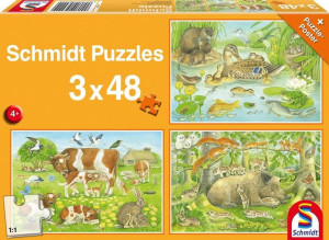 Puzzle 3x48 Zwierzęca Rodzinka G3
