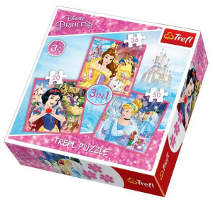 Puzzle 3w1 Zaczarowany Świat Księżniczek Trefl