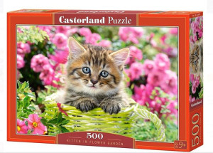 Puzzle 500 Kitten In Flower Garden Castor