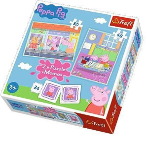 Puzzle 2w1+ Memos Dzień Peppy Trefl