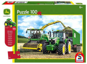Puzzle 100 John Deere Traktor 6195m + Zabawka G3