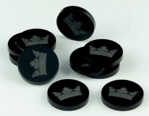Znaczniki Akryl Czarne Korona Orkągłe 22x3mm 10szt