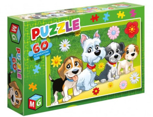Puzzle 60 Pieski Kwiatki