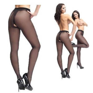 Sex Rajstopy z Wycięciem w Kroku czarne XXL Bielizna Erotyczna