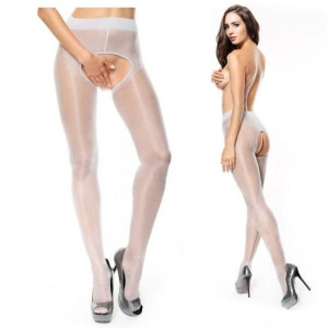 Sex Rajstopy Otwarte Krocze Ozdoby sreb L/XL Bielizna Erotyczna