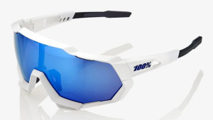 Okulary 100% SPEEDTRAP Matte White - HiPER Blue Multilayer Mirror Lens (Szk