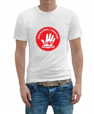 KOSZULKA T-shirt KORONAWIRUS zachowaj ODSTĘP L