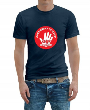 KOSZULKA T-shirt KORONAWIRUS zachowaj ODSTĘP M