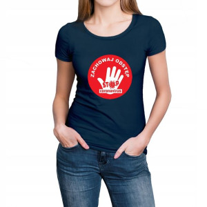 KOSZULKA T-shirt KORONAWIRUS zachowaj ODSTĘP XS