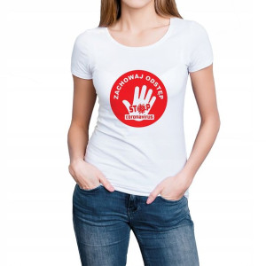 KOSZULKA T-shirt KORONAWIRUS zachowaj ODSTĘP S