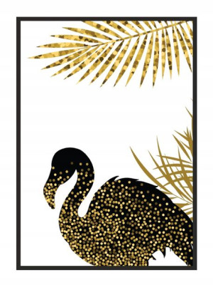 OBRAZ PLAKAT W RAMIE 43x33 cm Flaming Złoty P701