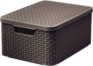 Koszyk Curver Rattan Style M z pokrywą Ciemny brąz