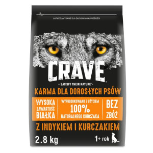 CRAVE Indyk z Kurczakiem 2.8kg sucha karma dla psów, BEZ ZBÓŻ